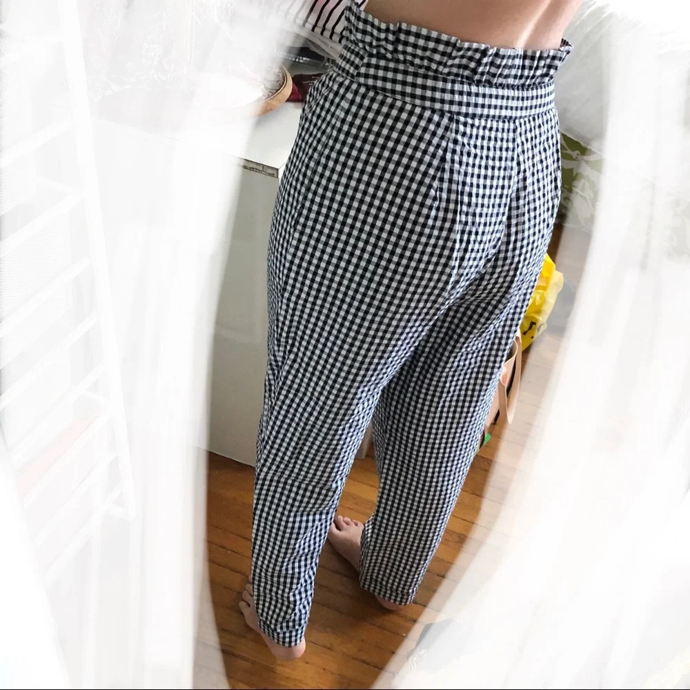 LUSH Black and White Gingham Pants, High-Waist (with ruffle), Size L, NWOT - Picture 8 of 8